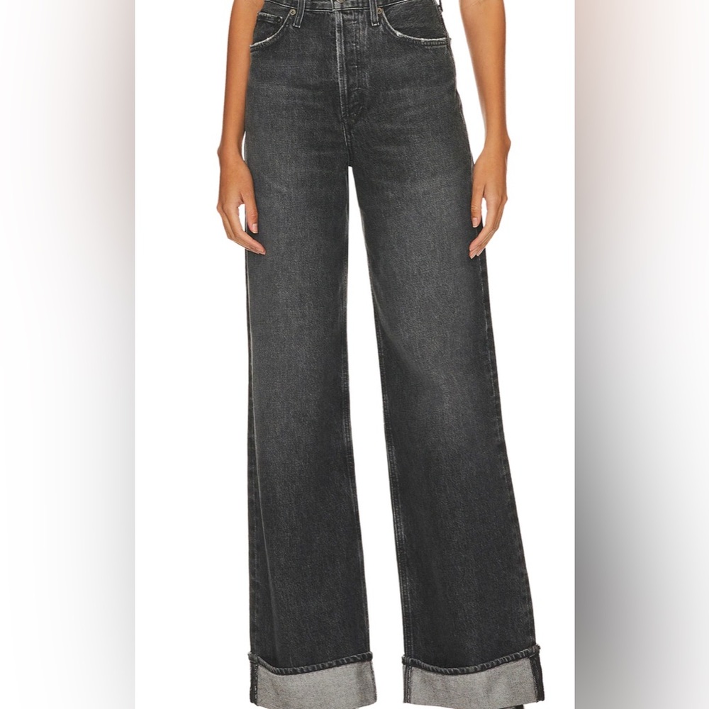 Agolde Black Flare Wide-Leg Jeans